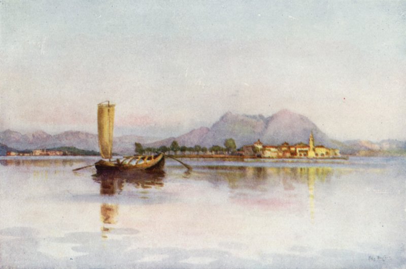 Isola Pescatori, Maggiore-järvi (väri litho) tekijältä Ella Du Cane