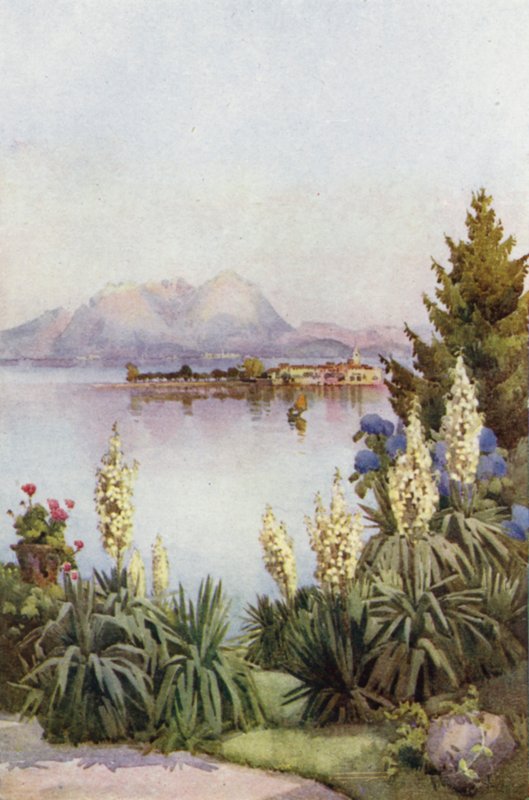 Isola Pescatori Bavenosta, Maggiore-järvestä (väri litho) tekijältä Ella Du Cane