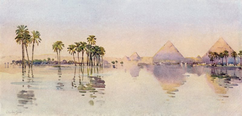 Kolmas pyramidi, Giza (väri litho) tekijältä Ella Du Cane