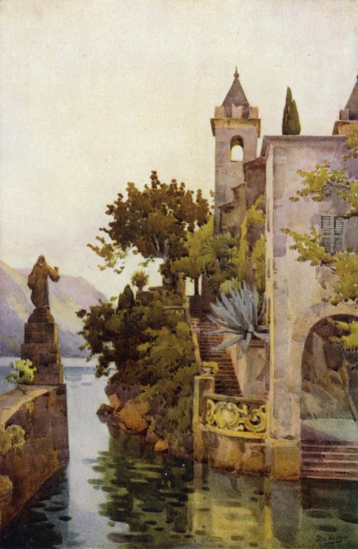 Villa Arconati, Comojärvi (väri litho) tekijältä Ella Du Cane