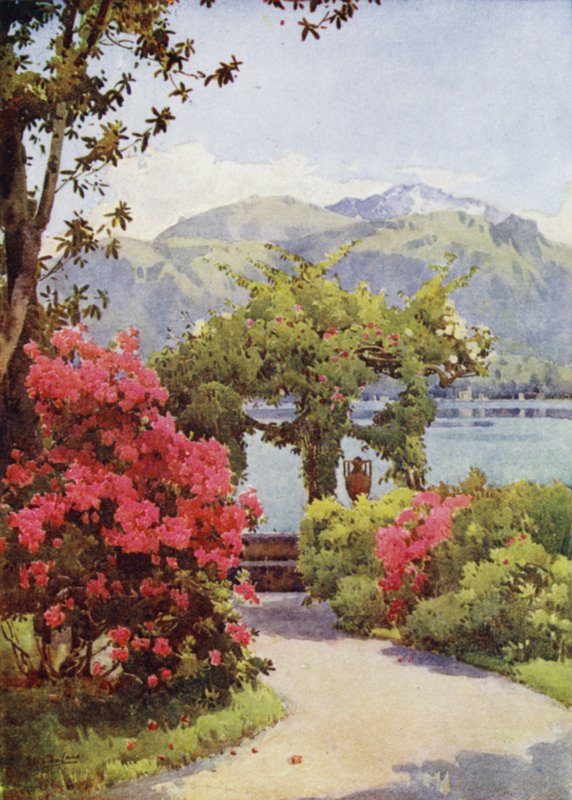 Villa Carlotta, Comojärvi (väri litho) tekijältä Ella Du Cane