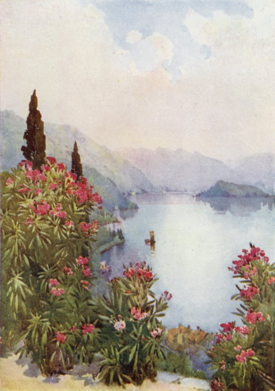 Villa Serbelloni, Comojärvi (väri litho) tekijältä Ella Du Cane
