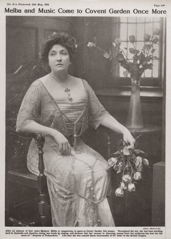 Dame Nellie Melba, australialainen oopperalaulaja (m/w kuva) tekijältä Elliott and Fry Photography Studio
