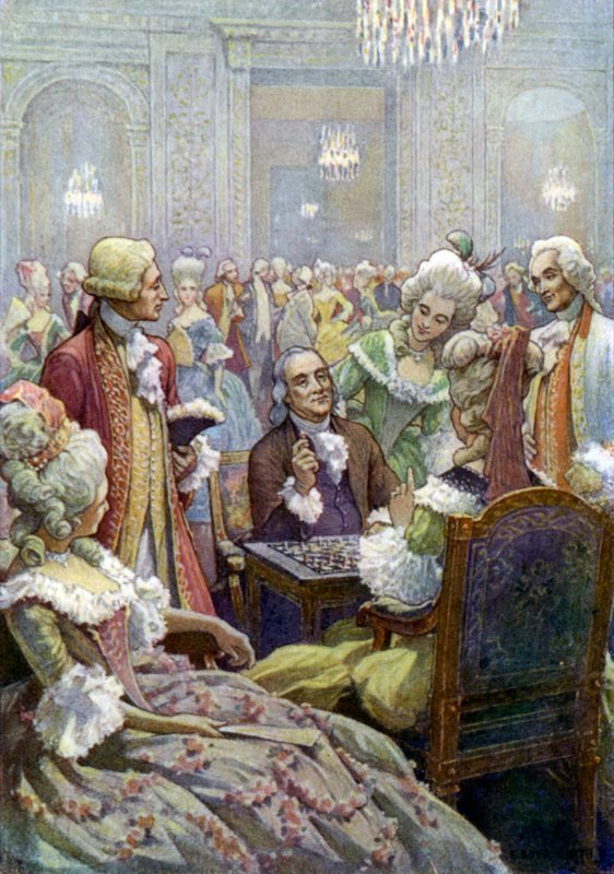 Benjamin Franklin Louis XVI:n hovissa tekijältä Elmer Boyd Smith