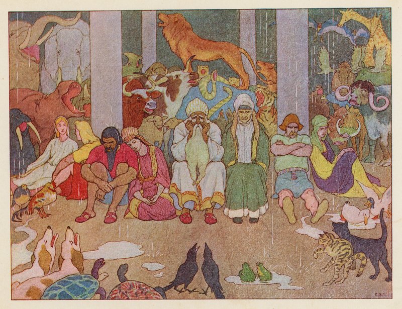 Nooan arkki: koti-ikävä (värilitografia) tekijältä Elmer Boyd Smith