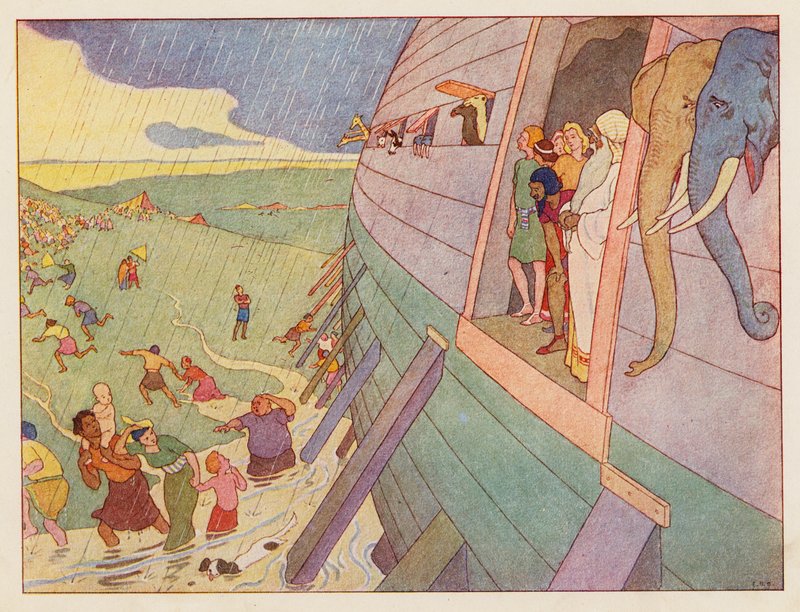 Nooan arkki: sade (värilitografia) tekijältä Elmer Boyd Smith