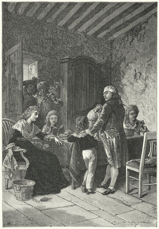 Ludvig XVI ja hänen perheensä vangittiin temppelissä tekijältä Emile Antoine (after) Bayard