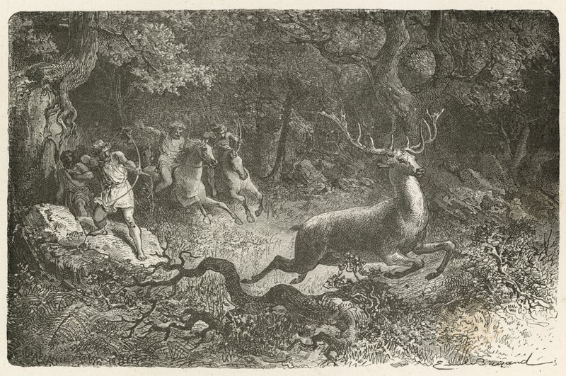 Metsästys pronssikaudella tekijältä Emile Antoine Bayard