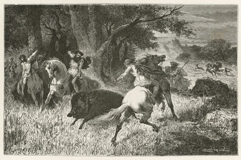 Metsästys rautakaudella tekijältä Emile Antoine Bayard