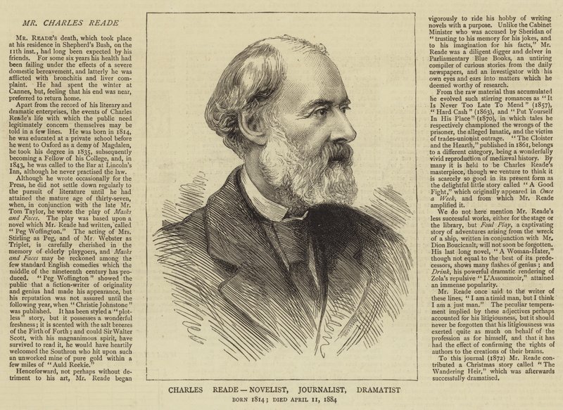 Charles Reade, kirjailija, toimittaja, näyttelijä tekijältä English School