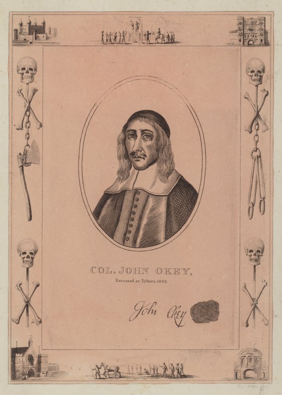 Eversti John Okey, teloitettu Tyburnissa, 1662 tekijältä English School