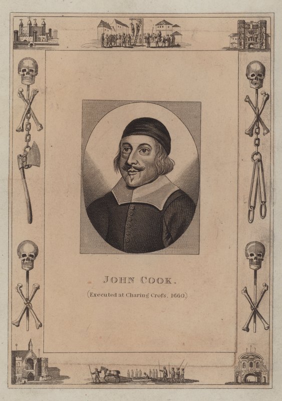 John Cook, teloitettu Charing Crossissa, 1660 tekijältä English School