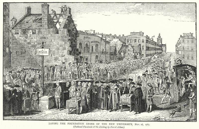 Uuden yliopiston peruskiven laskeminen 16. marraskuuta 1789 tekijältä English School