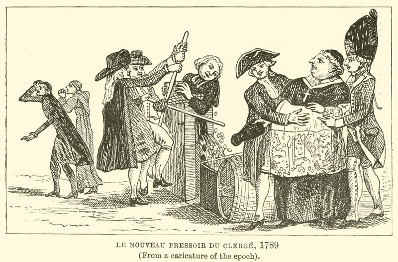 The New Press of the Clergy, 1789, (Ajankauden karikatyyrista) tekijältä English School