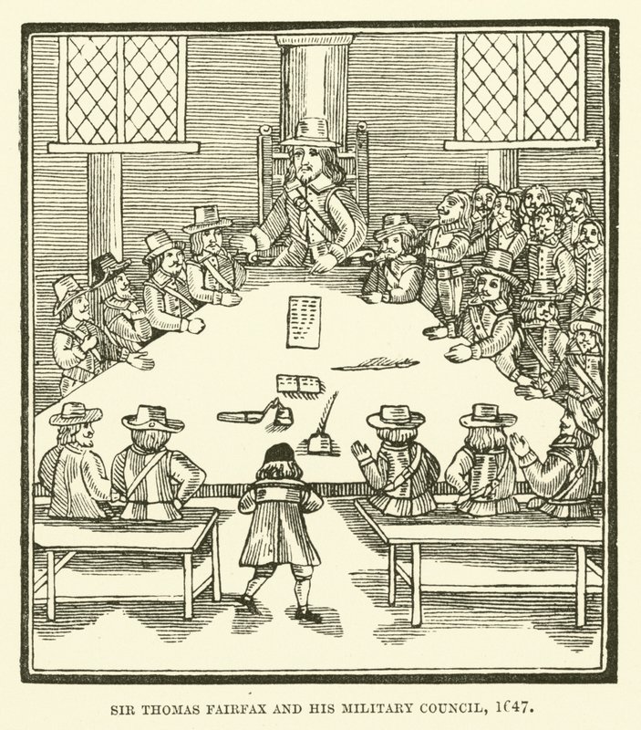 Sir Thomas Fairfax ja hänen sotilasneuvostonsa, 1647 tekijältä English School