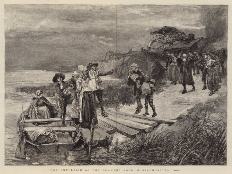 Kveekarien karkottaminen Massachusettsista, 1660 tekijältä English School