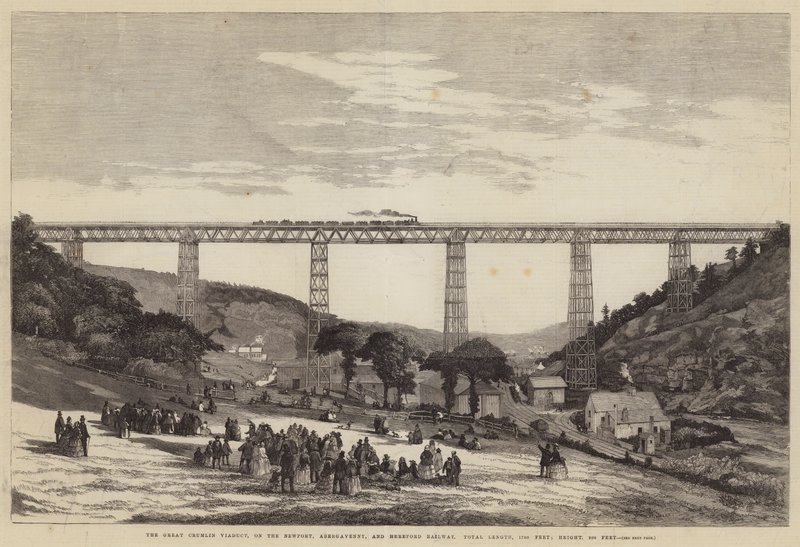 Great Crumlin Viaduct, Newport, Abergavenny, ja Hereford Railway, kokonaispituus, 1700 jalkaa; Korkeus, 200 jalkaa tekijältä English School