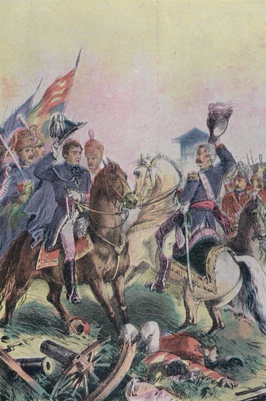 Wellingtonin herttuan ja marsalkka Blucherin tapaaminen Waterloon taistelun jälkeen, 1815 tekijältä English School