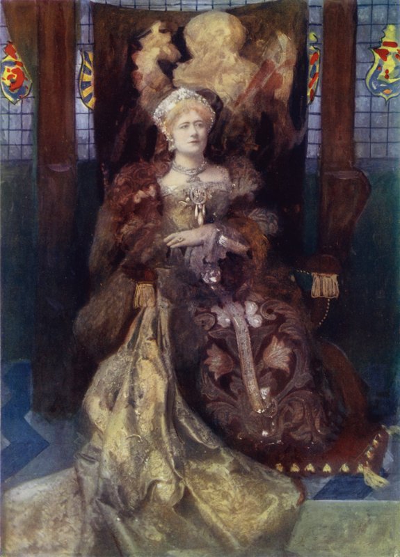 Miss Ellen Terry elokuvassa Henry VIII (värikuva) tekijältä English Photographer