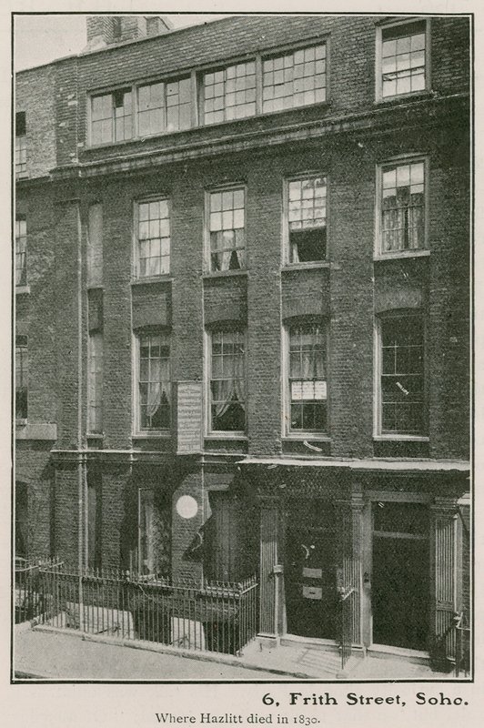6 Frith Street, Soho, jossa Haziltt kuoli vuonna 1830 tekijältä English Photographer