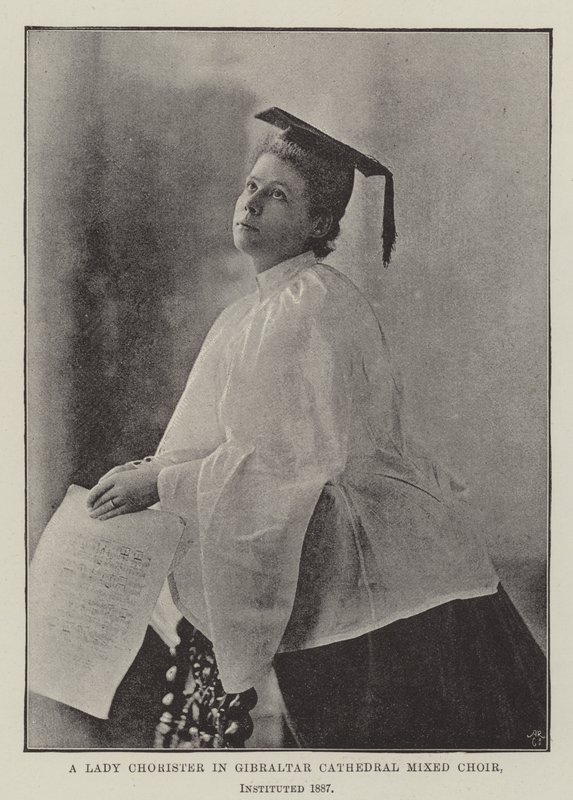 Lady Chorister in Gibraltar Cathedral Sekakuoro, perustettu 1887 tekijältä English Photographer