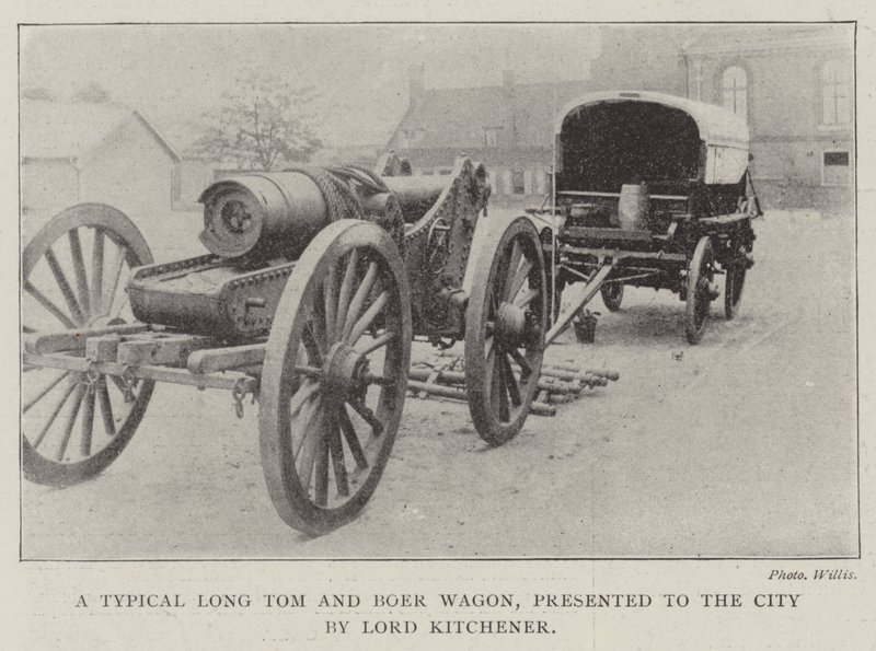 Tyypillinen pitkä Tom and Boer Wagon, jonka Lord Kitchener esitteli kaupungille tekijältä English Photographer