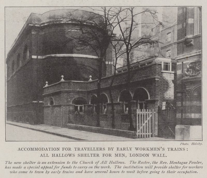 Majoitus Early Workmens -junilla matkustaville, All Hallows Shelter for Men, London Wall tekijältä English Photographer
