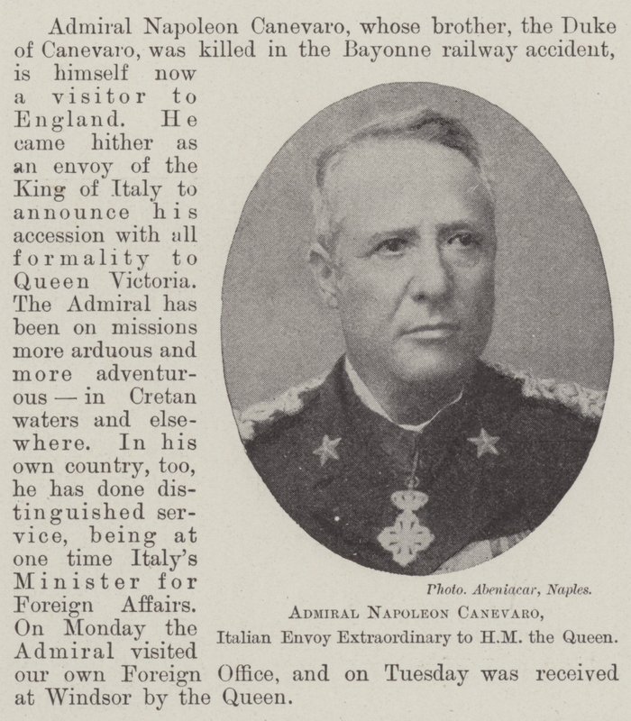Amiraali Napoleon Canevaro, Italian ylimääräinen lähettiläs HM Queenille tekijältä English Photographer