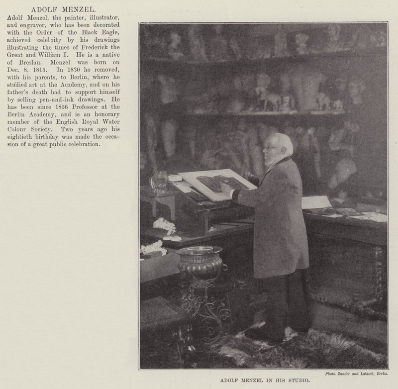 Adolf Menzel studiossaan tekijältä English Photographer