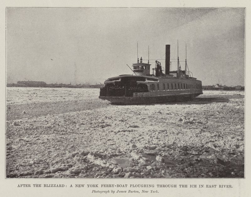 Blizzardin jälkeen New York Ferry-Boat kynsi jään läpi East Riverissä tekijältä English Photographer