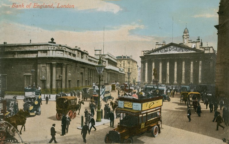 Bank of England, Lontoo. Postikortti lähetetty 1913. tekijältä English Photographer