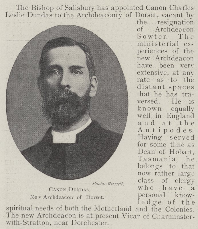 Canon Dundas, Dorsetin uusi arkkidiakoni tekijältä English Photographer