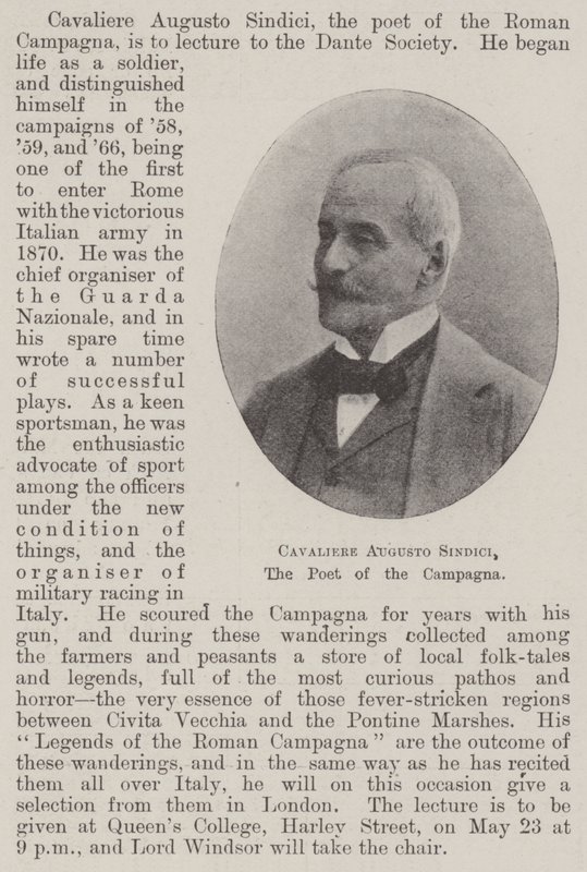 Ritari Augustus Sindici, Campagnan runoilija tekijältä English Photographer