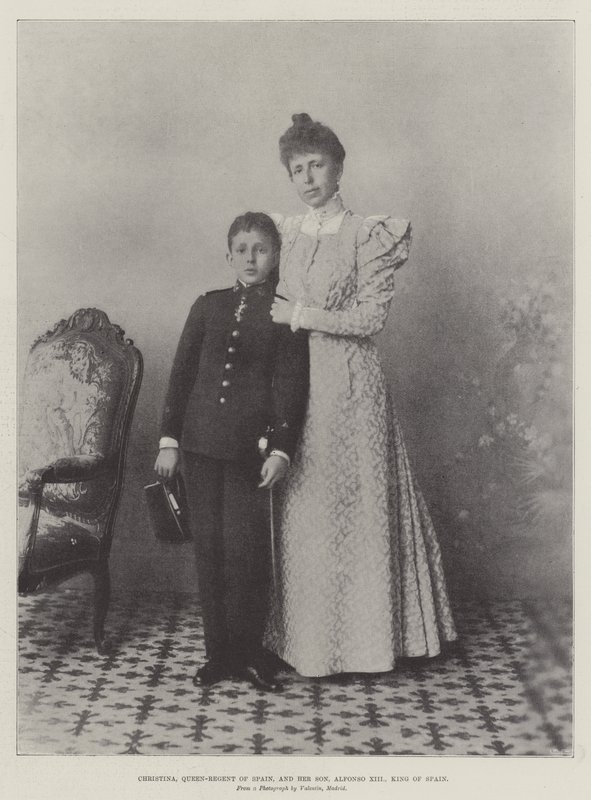 Christina, Espanjan kuningatar ja hänen poikansa Alfonso XIII, Espanjan kuningas tekijältä English Photographer
