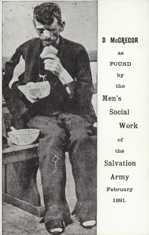 D McGregor Pelastusarmeijan Mens Social Workin löytämänä helmikuussa 1891 tekijältä English Photographer
