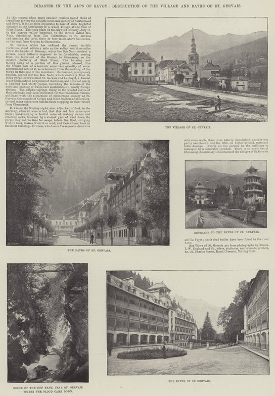 Katastrofi Savoyn Alpeilla, St Gervaisin kylän ja kylpylöiden tuho tekijältä English Photographer