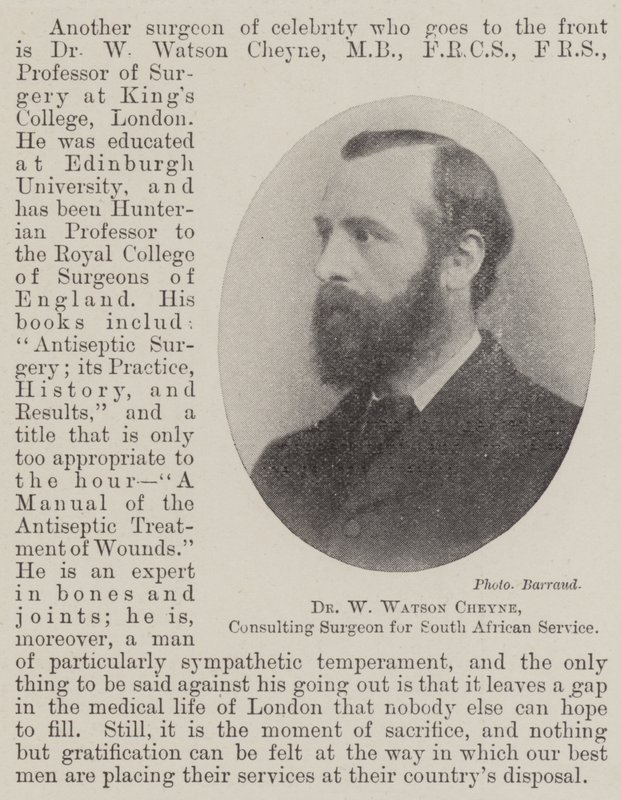 Dr W Watson Cheyne, Etelä-Afrikan palvelun konsultoiva kirurgi tekijältä English Photographer