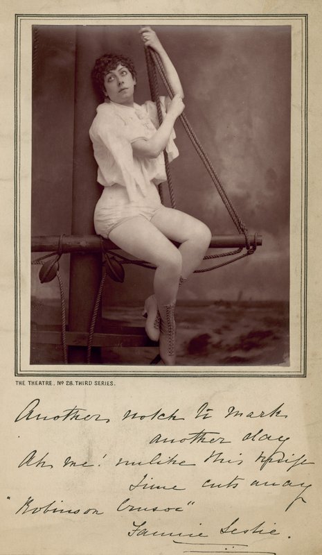 Fannie Leslie, näyttelijä, valokuva ja allekirjoitettu viesti tekijältä English Photographer