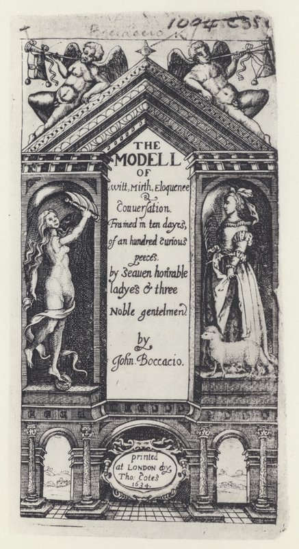 G Boccaccio, The Modell of Witt, Decameron, T Cotes for B Allen ja W Hope 1634 (b/w kuva) tekijältä English Photographer