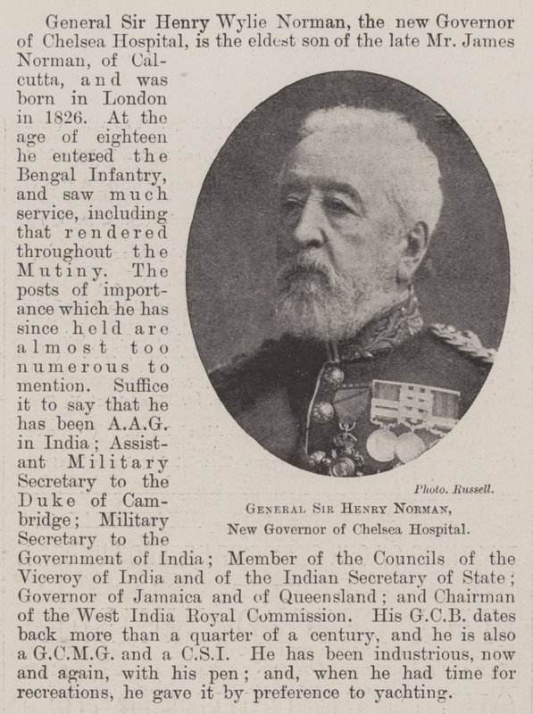 Kenraali Sir Henry Norman, Chelsean sairaalan uusi kuvernööri tekijältä English Photographer