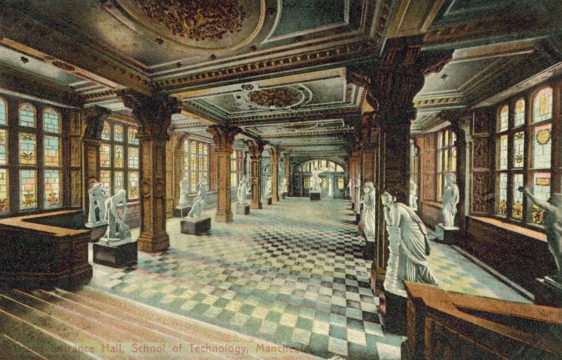Grand Entrance Hall, School of Technology, Manchester (värillinen kuva) tekijältä English Photographer
