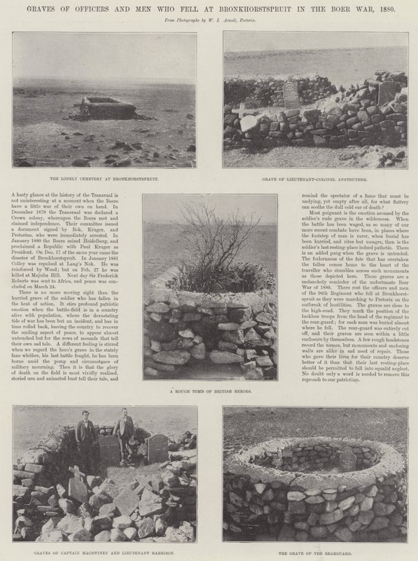 Buurisodassa Bronkhorstspruitissa vuonna 1880 kaatuneiden upseerien ja miesten haudat tekijältä English Photographer