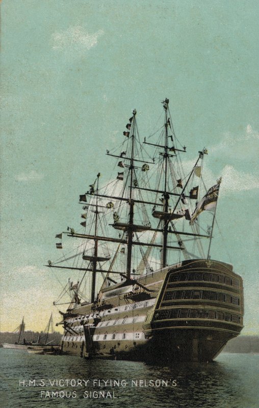 HMS Victory lentää Nelsonin kuuluisaa signaalia (kuva) tekijältä English Photographer
