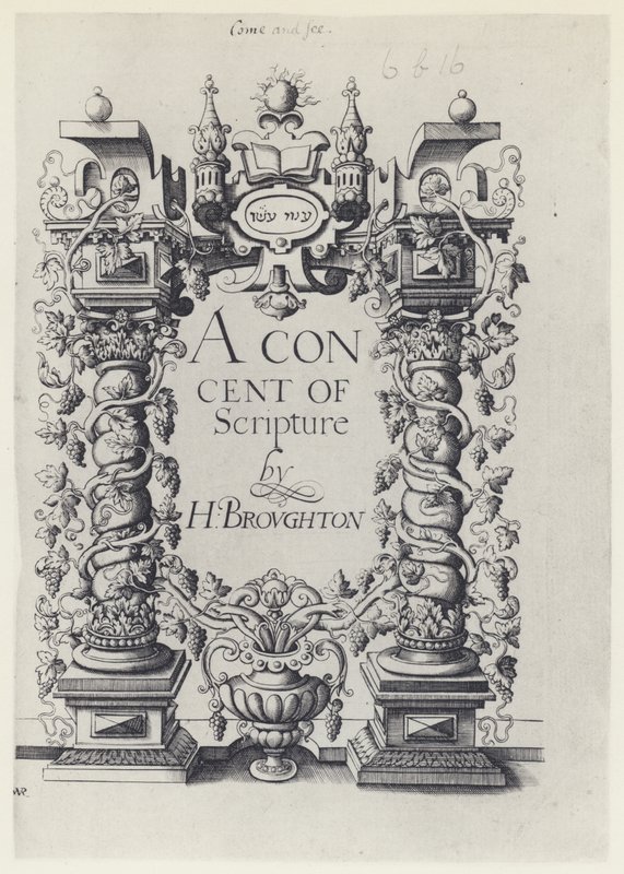 H Broughton, A Concent of Scripture, G Simson ja W White 1590 (b/w valokuva) tekijältä English Photographer