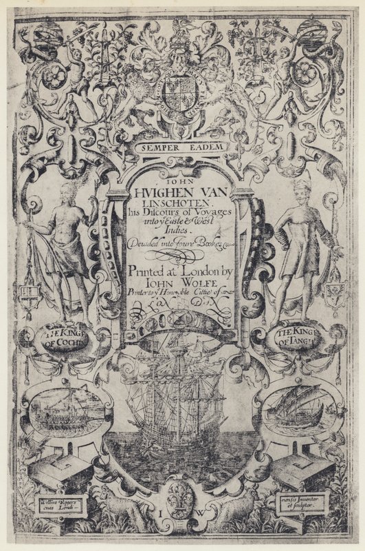 J Linschoten, Discourse of Voyages, J Wolfe 1598 (b/w kuva) tekijältä English Photographer