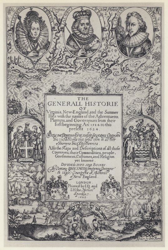 John Smith, The Generall Historie of Virginia, J Dawson, M Sparkes 1624 (b/w kuva) tekijältä English Photographer