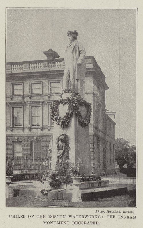 Bostonin vesilaitoksen juhlapäivä, Ingram-monumentti koristeltu tekijältä English Photographer