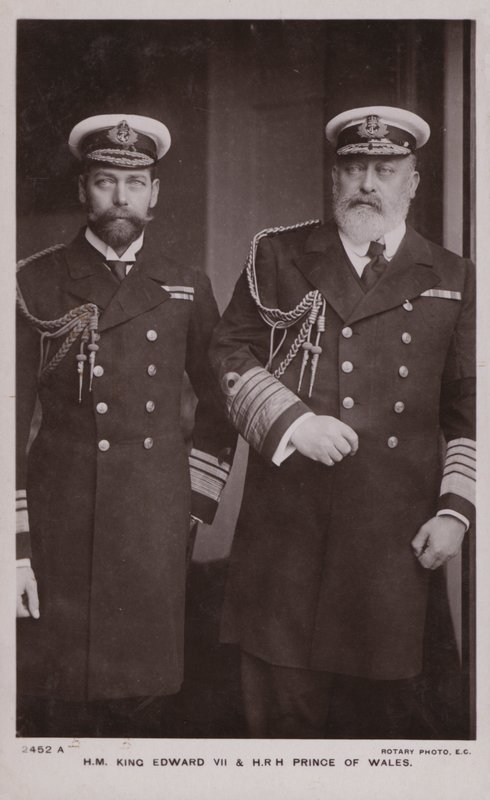 Kuningas Edward VII, kuningas Yrjö V (s/w-kuva) tekijältä English Photographer
