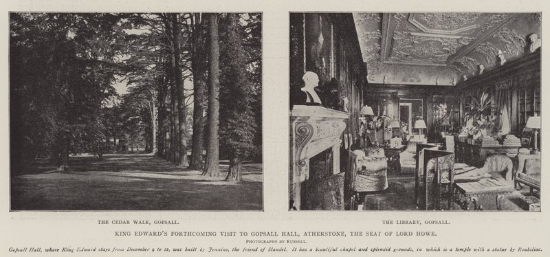 Kuningas Edwardsin tuleva vierailu Gopsall Hallissa, Atherstonessa, Lord Howen istuimessa tekijältä English Photographer