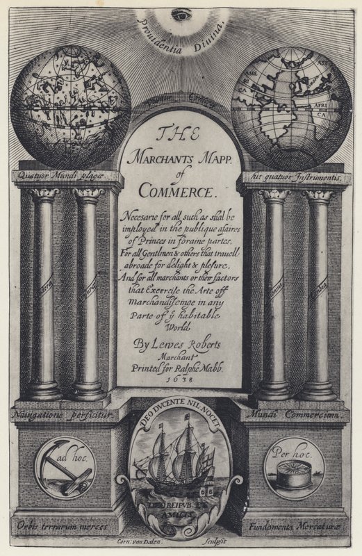 L Roberts, The Merchants Mapp of Commerce, R Mabb 1638 (b/w valokuva) tekijältä English Photographer